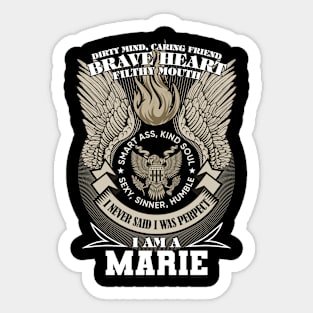 I Am A marie I Never Said I Was Perpect, Family Name, Funny Name Sticker